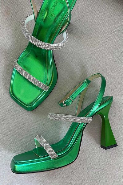 Bambi Metallic Green Women's Evening Dress Shoes K05215400809