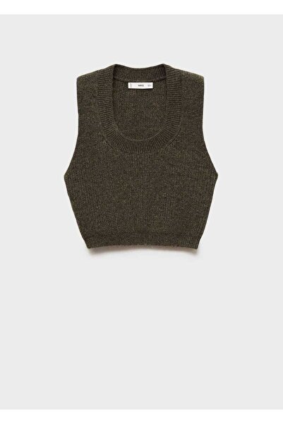 MANGO Woman Πλεκτό cropped μπλούζα