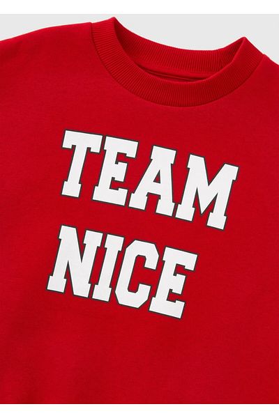 Kübra Tekstil Red Nice Printed Girls/Boys Christmas Sweatshirt/Mom-Girls Combination/Christmas Sweatshirt 4154