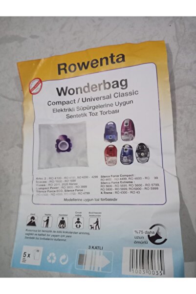 SÜPYE Rowenta RO 3841 - Σακούλα σκόνης για ηλεκτρική σκούπα Compact Power (10 τεμάχια)