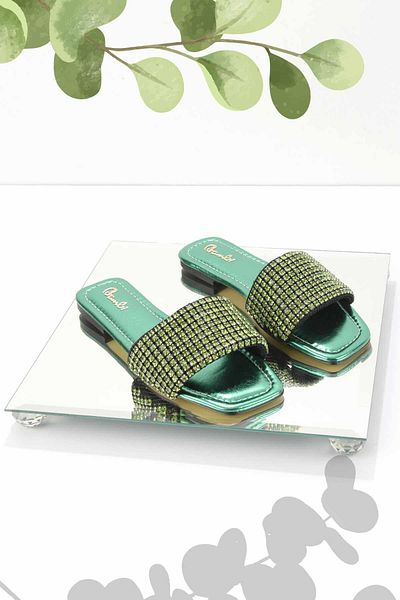 Bambi Metallic Green Damen Hausschuhe K 04284008609