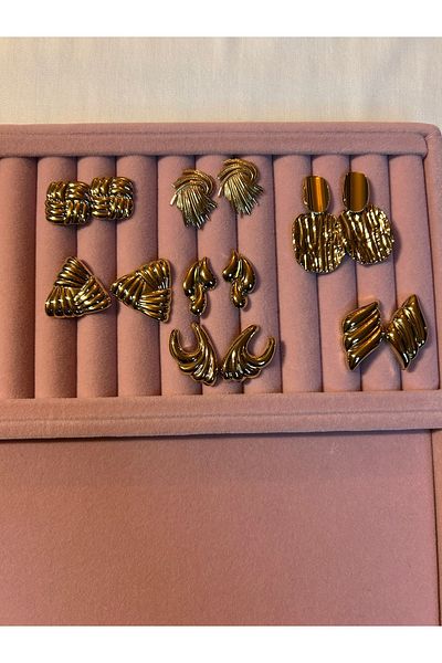 SMCHOME Gold Color Vintage Steel Earrings - Tarnish Free Wave