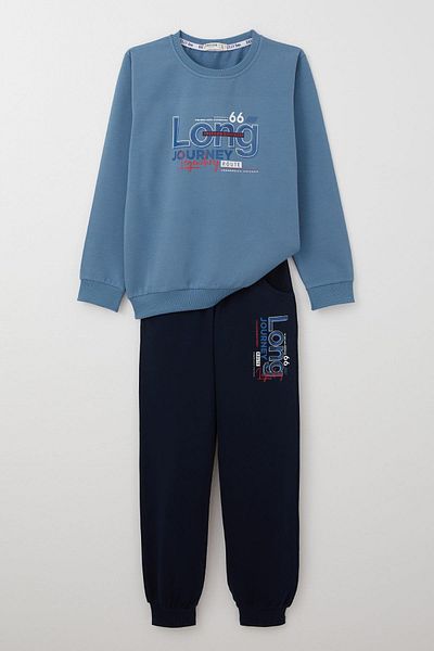 Breeze Tracksuit Set for Boys Ages 4-8 - with Letter Print and Pockets, Indigo