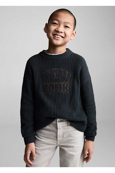 MANGO Kids Pulover de tricotaj scris