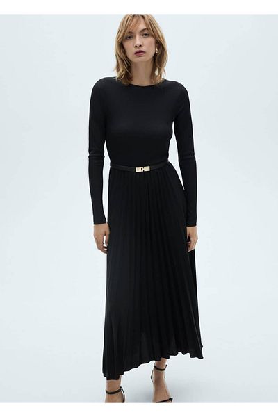 MANGO Woman Pleated Flared Dress