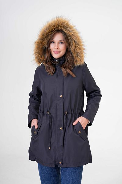 Butik Palton de damă, rezistent la apă, cu glugă, cu blană în interior