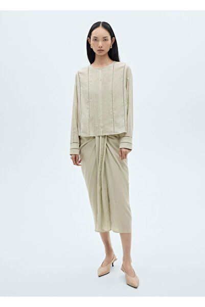 MANGO Woman Ajur detaylı lyocell bluz