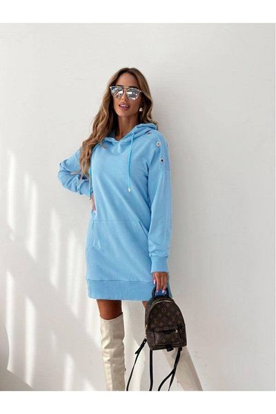 Kokosh moda Rochie tunică cu glugă cu buzunar cangur pentru femei