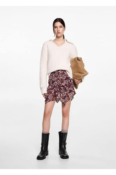 Mango Teen Fustă asimetrică cu model