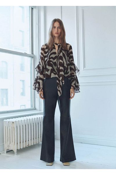 MANGO Woman Blouse with Flared Sleeves Pattern