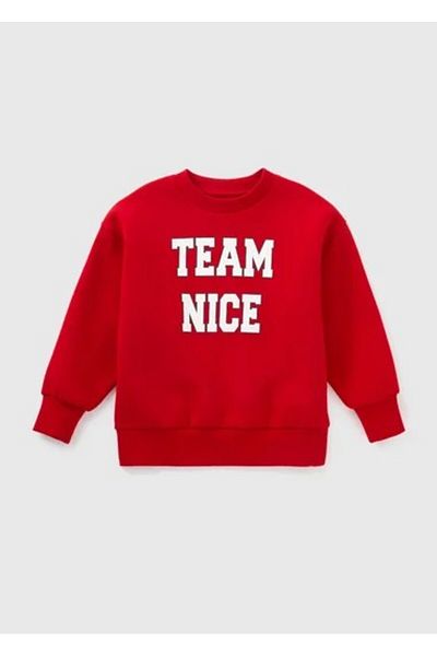 Kübra Tekstil Red Nice Printed Girls/Boys Christmas Sweatshirt/Mom-Girls Combination/Christmas Sweatshirt 4154