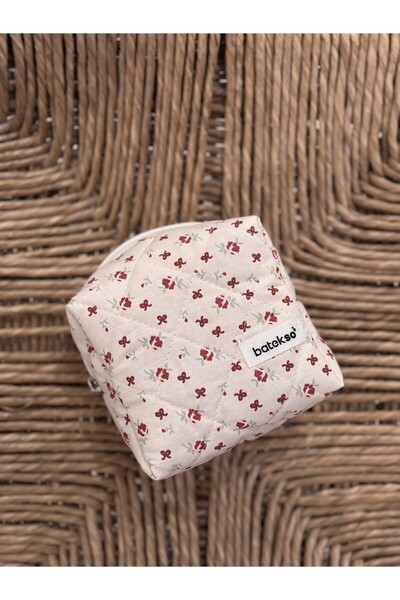 Batekso Geantă de machiaj cu model de panglică roșie Claret Dimensiune mică