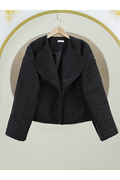 Modamorfo Şal Yaka Astarlı Cepli Buklet Ceket -Siyah