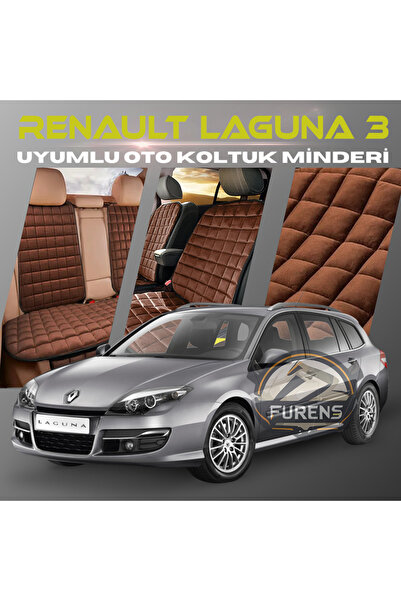 SHOOPLAA مجموعة وسائد مقعد السيارة لرينو لاجونا 3 باللون البني مع جيوب من الر...