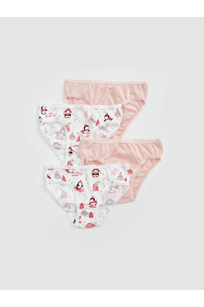 LC Waikiki LCW baby Ecru εμπριμέ εσώρουχα για κοριτσάκια 4 τμχ