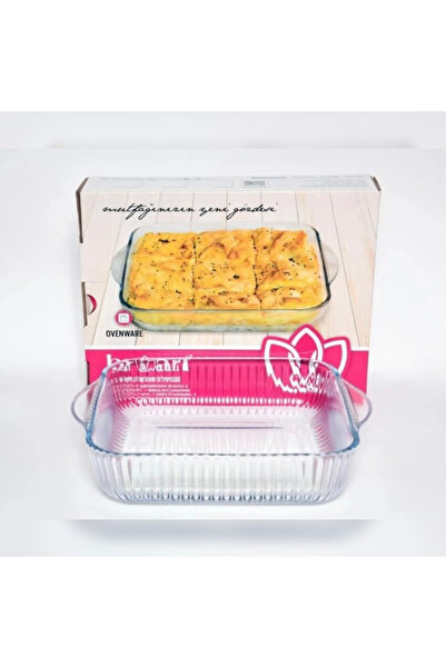 abnturk Optik desen kare borcam fırn kabı tepsisi 30x30cm 2900 cc
