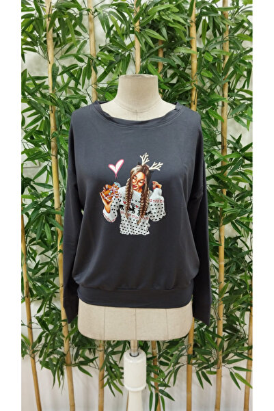 Nnstartshopping Women's New Year's Special Long Sleeve Crew Neck Patterned Viscose Two Thread Blouse