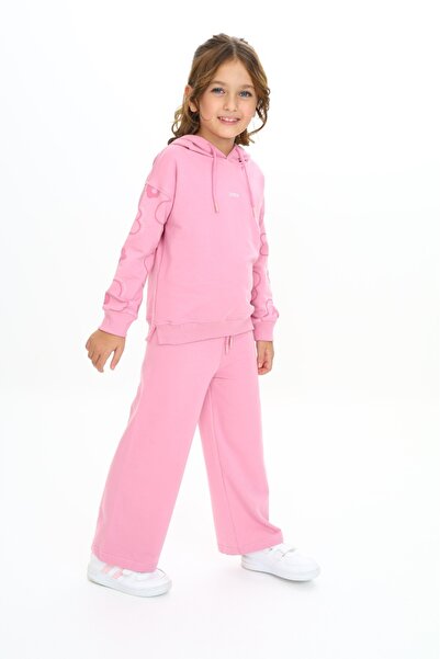 Toontoy Κοριτσίστικο Σετ Φόρμας με κουκούλα Μανίκια Λουλούδια με τύπωμα