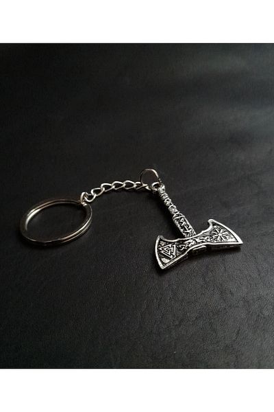 BSN Store سلسلة مفاتيح معدنية على شكل فأس من VIKING VALKNUT