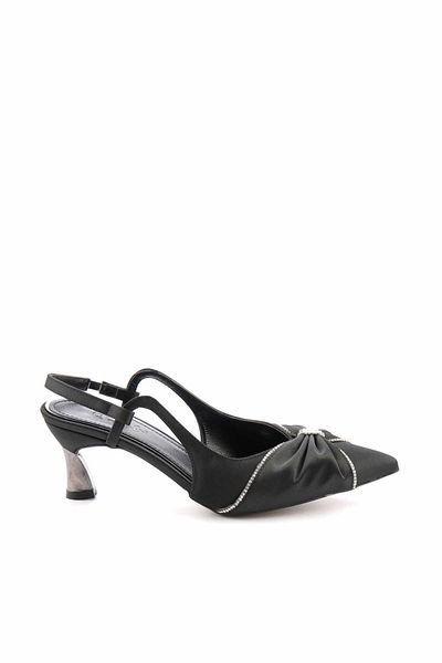 Bambi Matte Black Satin Women's Classic Heeled Shoes01227041338