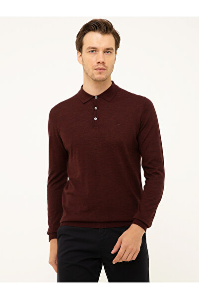 Cacharel بلوفر بياقة بولو بياقة ضيقة باللون العنابي 50211330-VR014