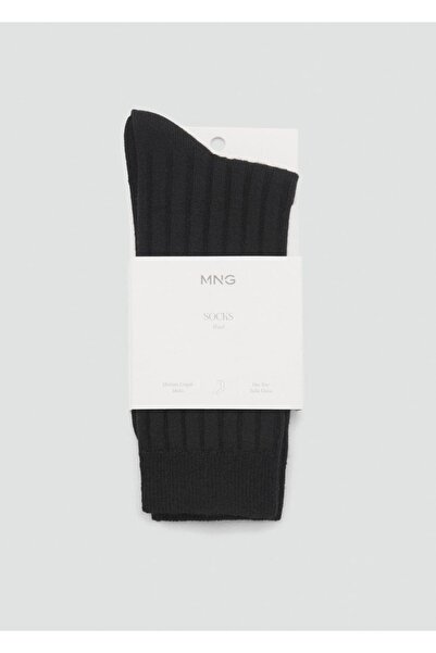 MANGO Woman Yün karışımlı fitilli çoraplar