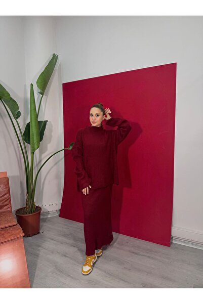 Paraf style Pulover de damă cu guler în picioare - Set de 2 fuste maxi