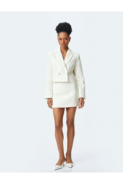 Koton Jachetă cu mânecă lungă, slim fit, cu două piept, din tweed