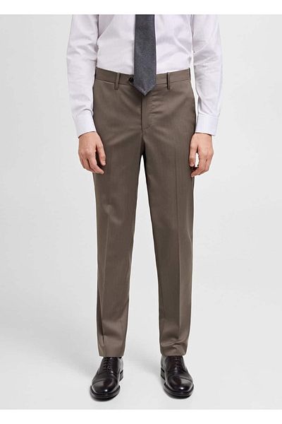 MANGO Man 100% Pure Wool Herringbone Pants