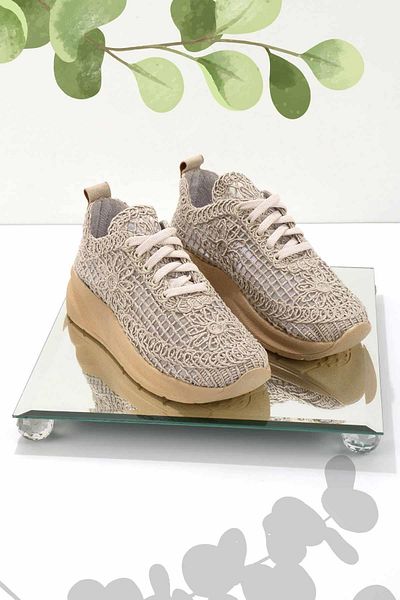 Bambi Beige Lace Women's Sneaker K01343038013
