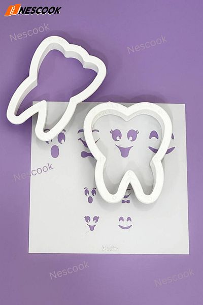 nescook 3-Pack Teeth Cutter and Template / Cookie Mold / Cookie Cookie Mold for Kids