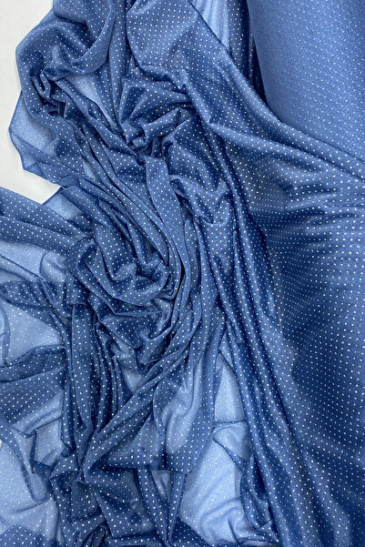 teknoparkx Raindrop Glitter Evening Dress with Shawl Tulle Fabric Indigo Blue 89