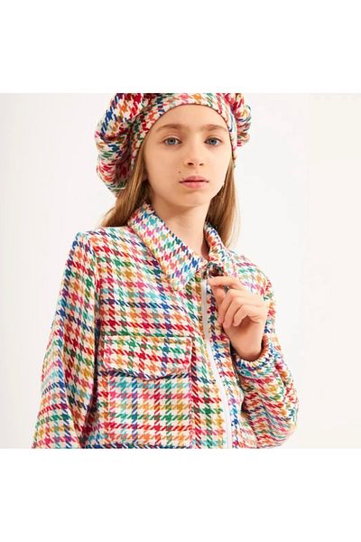 Hilal Akıncı Kids Girl's Special Design Crop Jacket Hat Set of 2