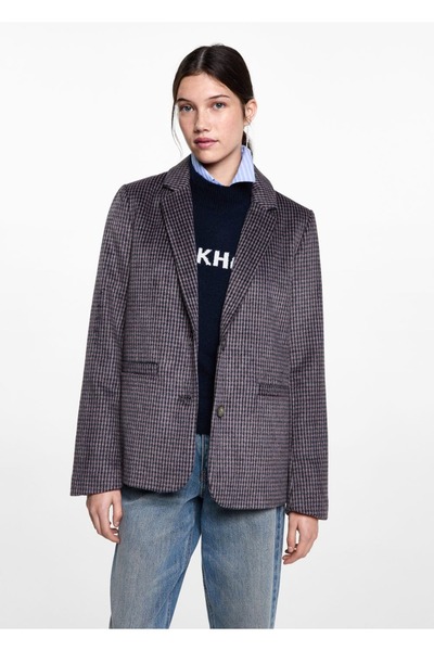 Mango Teen Kazayağı desenli klapalı blazer ceket
