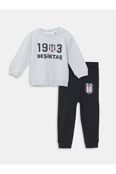 LC Waikiki Lcw Crew Neck Printed Baby Boy Sweatshirt and Sweatpants Set of 2