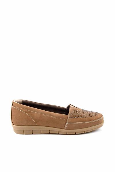 Bambi Γυναικεία Loafer Παπούτσια Mink Nubuck από γνήσιο δέρμα K 01269254801