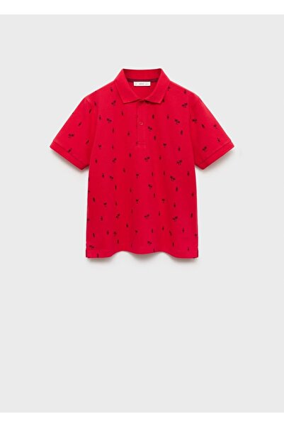 MANGO Kids Gemustertes Baumwoll-Piqué-Poloshirt