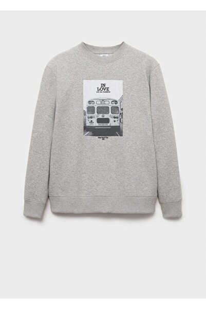 MANGO Man Grafik desenli pamuklu sweatshirt