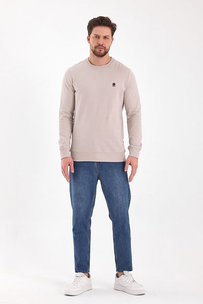 OZNGİYİM 2 Thread 100% Cotton Beige Sweatshirt