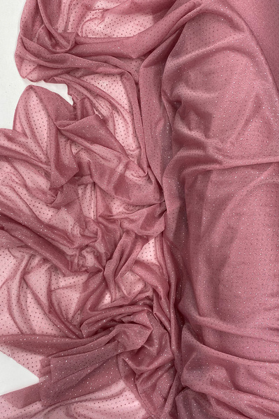 teknoparkx Raindrop Glitter Evening Dress with Shawl Tulle Fabric Dried Rose ...