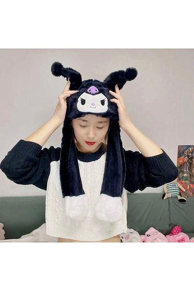 SHEKER HOME Kuromi Lighted Plush Hat with Pumps and Playful Ears - Black
