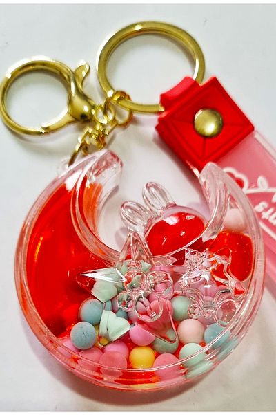 Modellino Red Beaded Gift Keychain and Bracelet Set - Kawaii Crystallized Silicone Bag Ornament