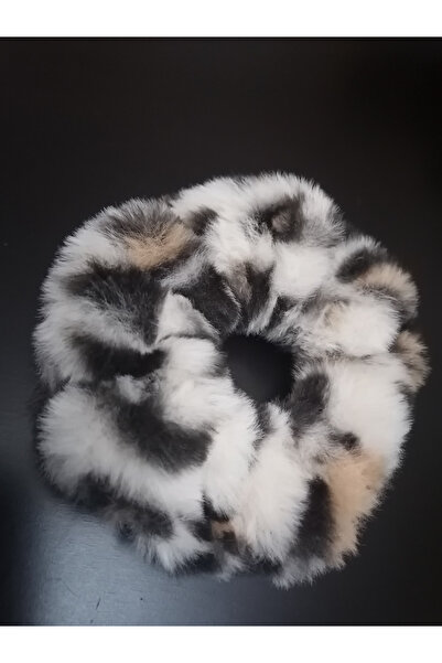 AlkazanAnkara Cataramă din cauciuc bagel cu model leopard cu pene de pluș