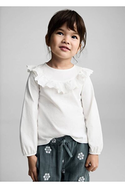 MANGO Baby Βαμβακερό μπλουζάκι με βολάν