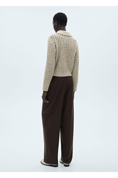 MANGO Woman Ajur örgü polo yaka kazak