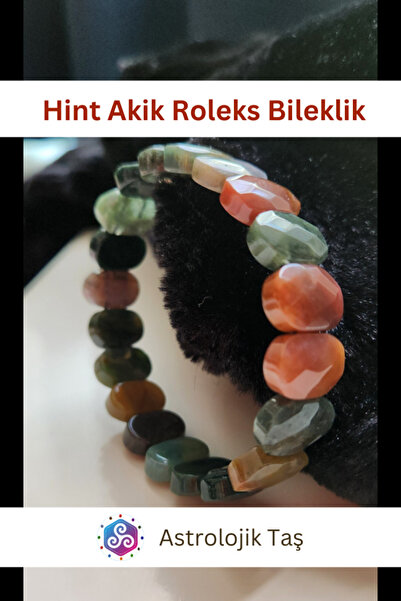 Astrolojik Doğal Taş Hint Akik Doğal Taş Roleks Bileklik - Oval Hint Akik Taşı