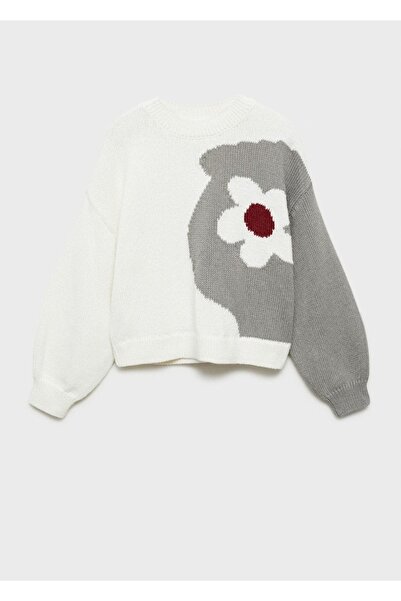 MANGO Kids Sweater of Flowered Tricot