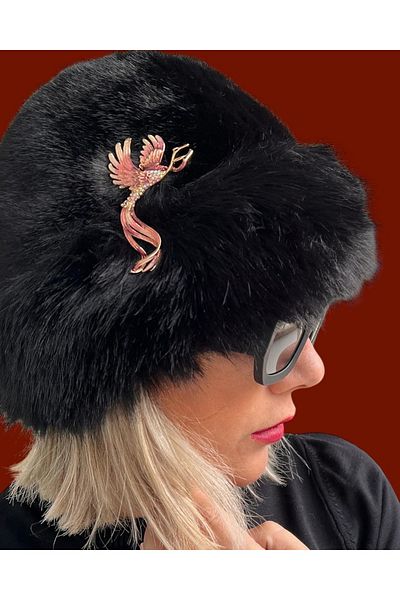 Pinty Design Black Fur Hat