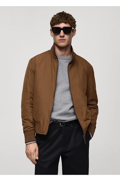 MANGO Man Water Repellent Quilted Bomber Jacket