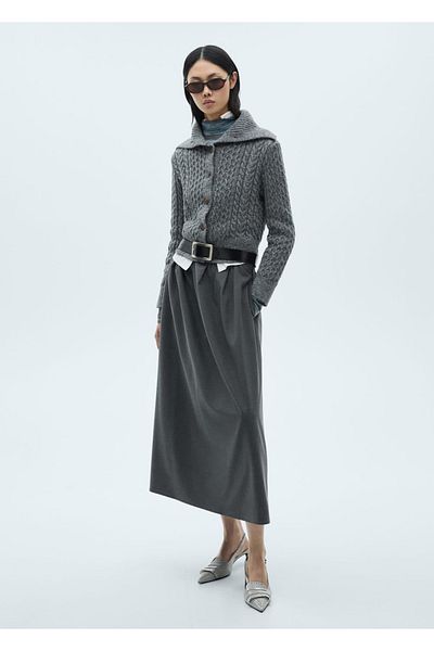 MANGO Woman Cardigan with Knitted Patterns in the Lice